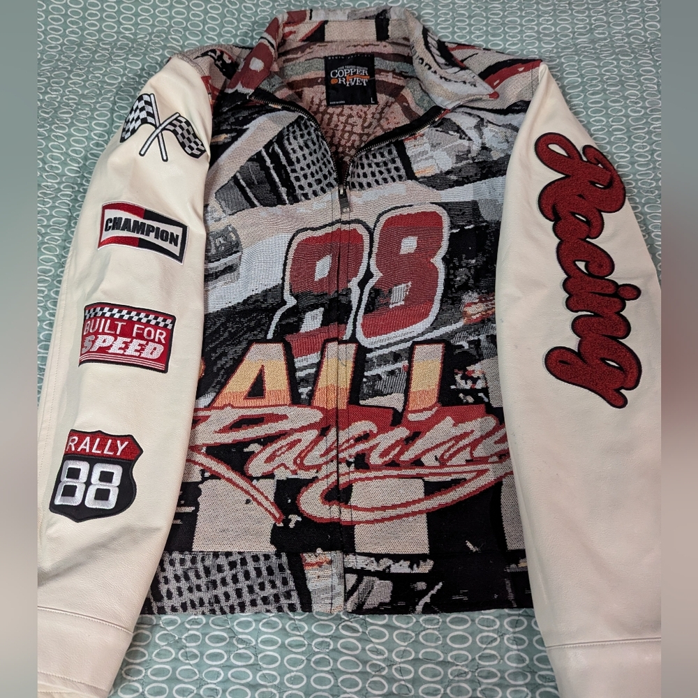 Racing Graphic Tapestry Vintage Jacket with Patches Rare Find
